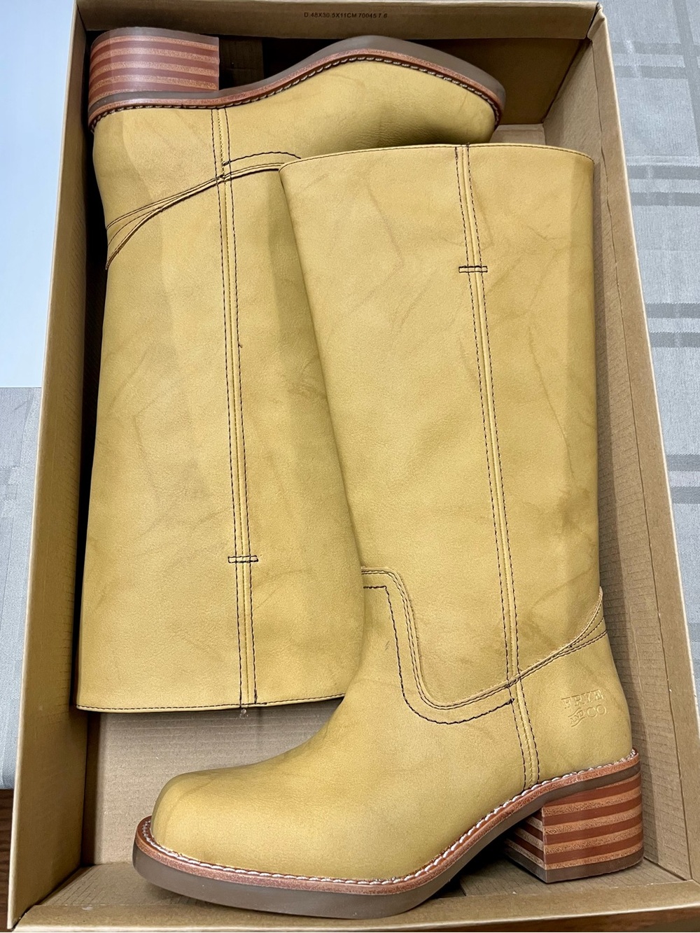 Frye Tall Leather Heeled Boots in Tan - Picture 11 of 13